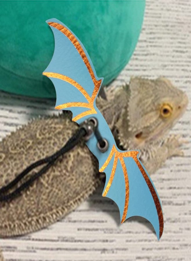 Abustle pig Adjustable Bearded Dragon Leash Harness,3 Size Pack Leather Wings Safty Walking Leash for Bearded Dragon Lizard Reptiles (Blue) - Image 2